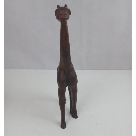 Vintage Hand Carved Wooden Giraffe Statue Sculpture 11" x 6" - Picture 2 of 5